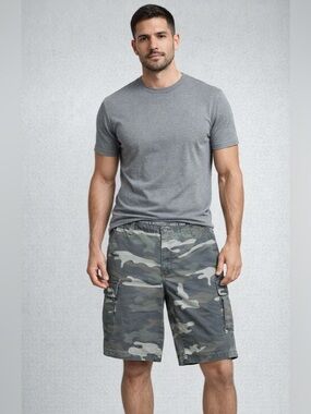 Smith’s Men's Army Camo Cargo Shorts - Gray & Green